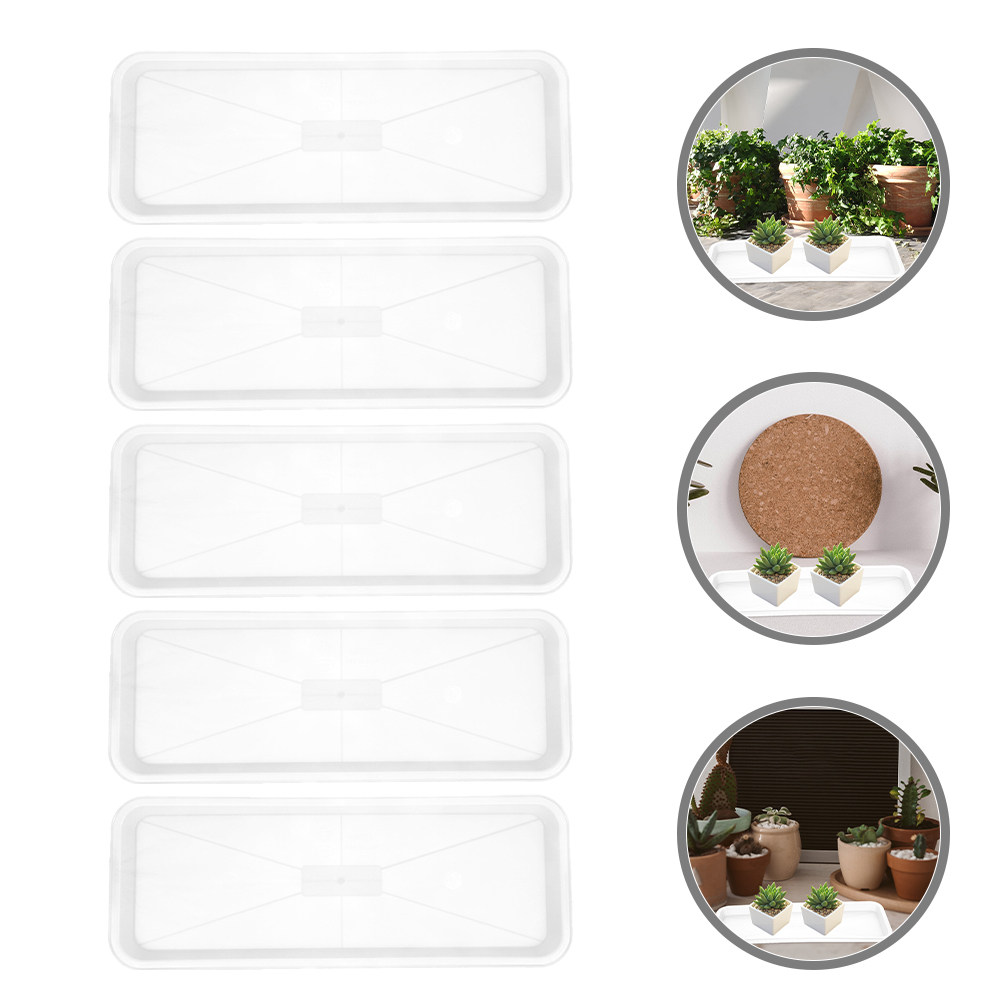 Drip Tray Saucer - 5Pcs Rectangular Shallow Plant Water Tray