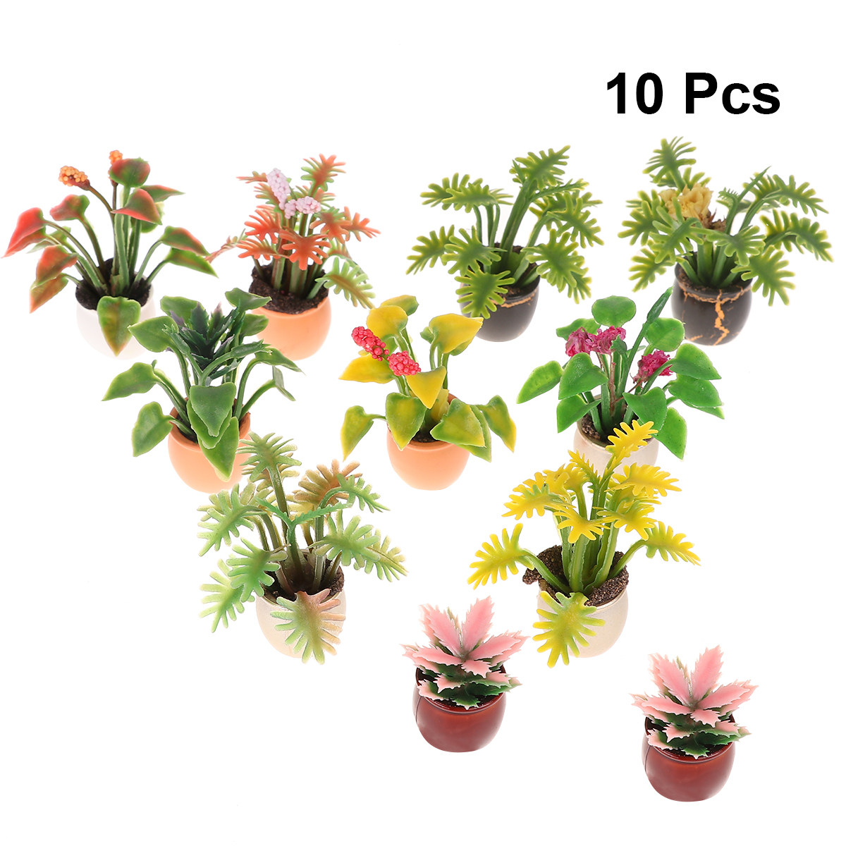 Bonsai Garden Layout - 10Pcs Mini Plastic Potted Colorful Bonsai