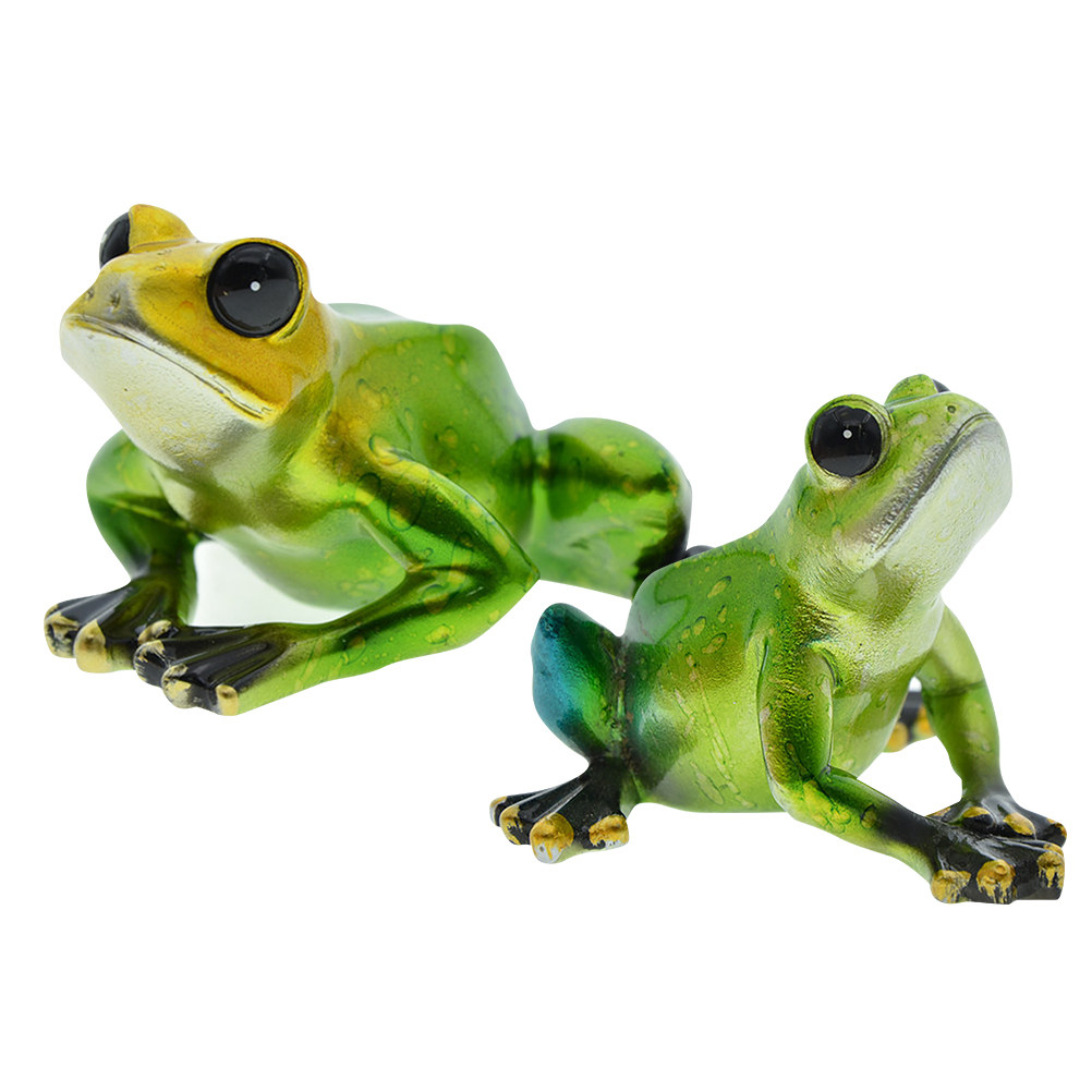 Bonsai Garden Layout - 1Pair Frog-Shape Resin Ornament Compact Garden