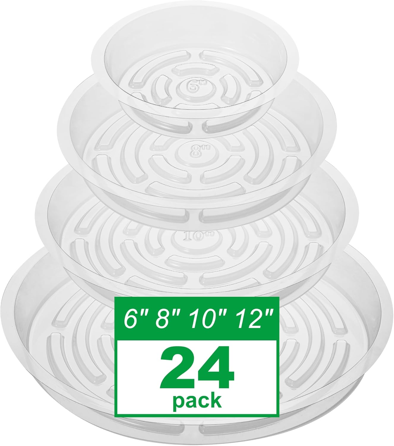 Drip Tray Saucer - 24 Pack Clear Plant Saucers -