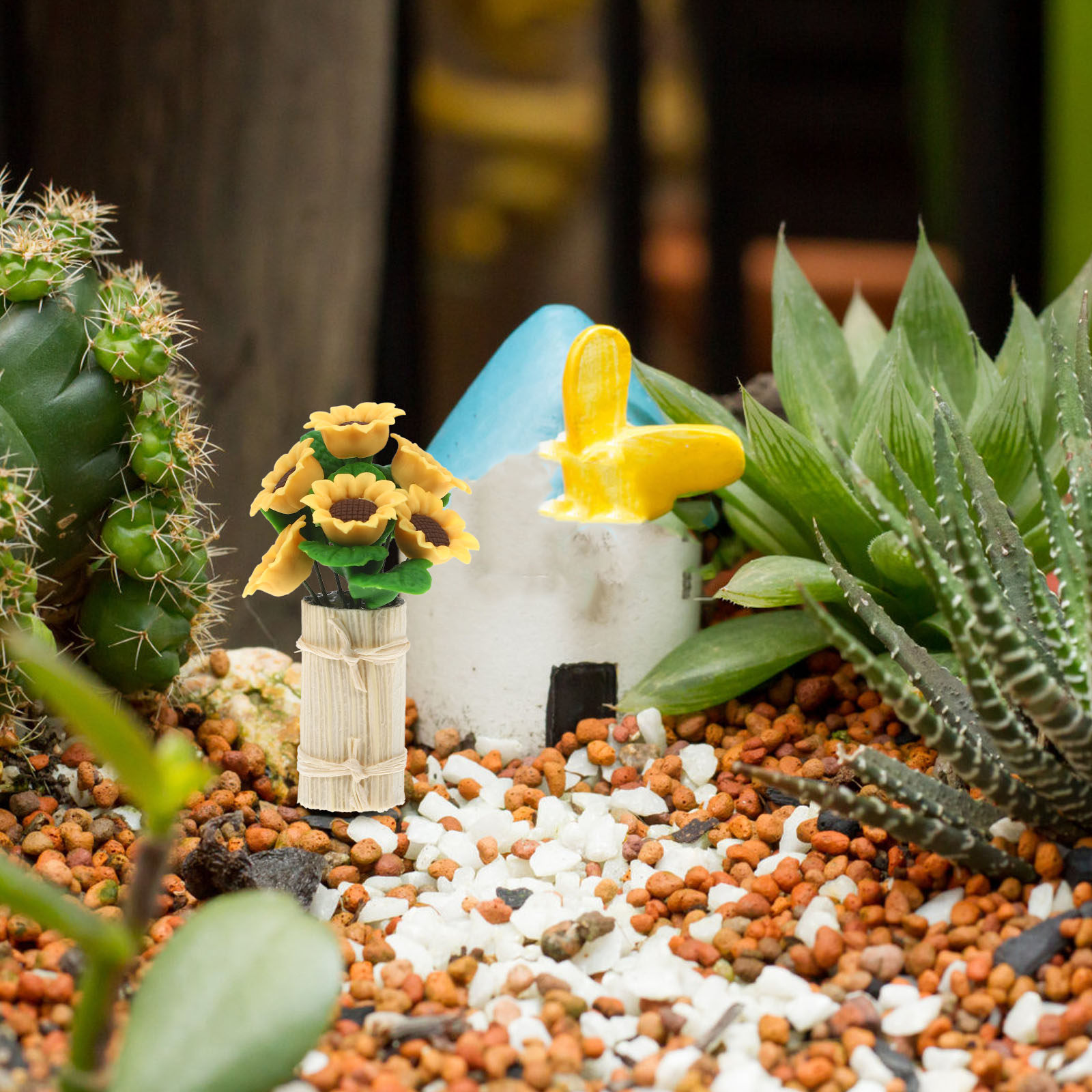 Miniature Clay Potted Flower B - Bonsai Garden Layout avaliação e preço