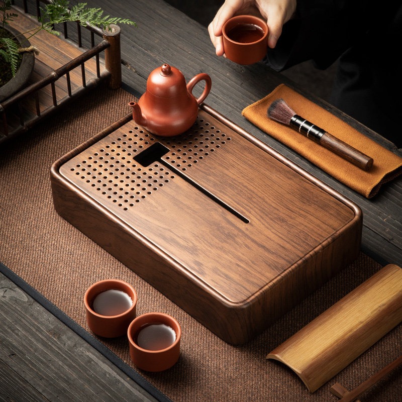 Rectangular Bamboo Tea Tray wi - Drip Tray Saucer avaliação e preço