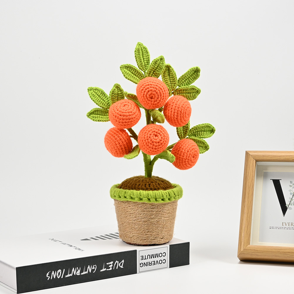 Artificial Crochet Orange Plan - Bonsai Garden For Desk avaliação e preço