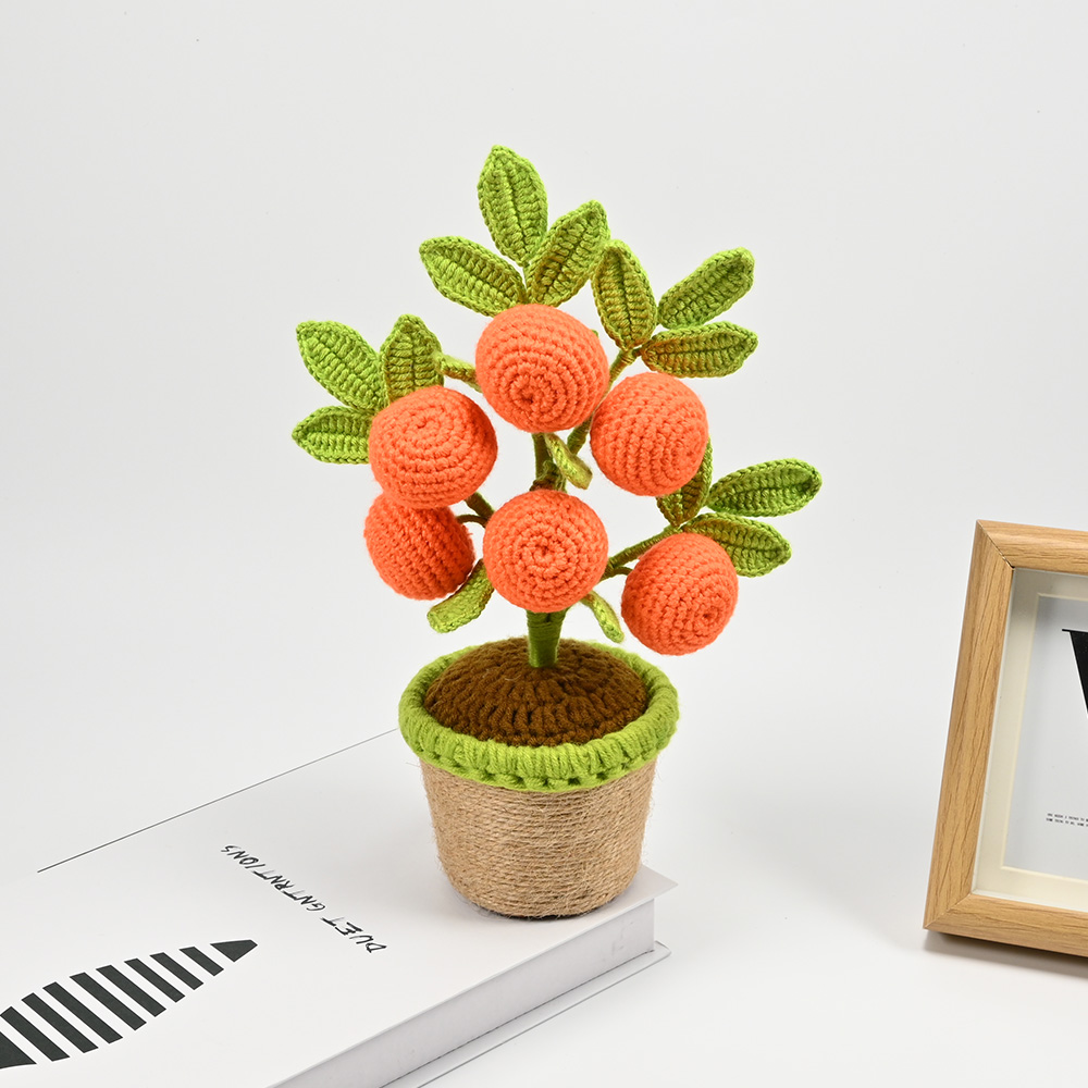 Artificial Crochet Orange Plan - Bonsai Garden For Desk avaliação e preço