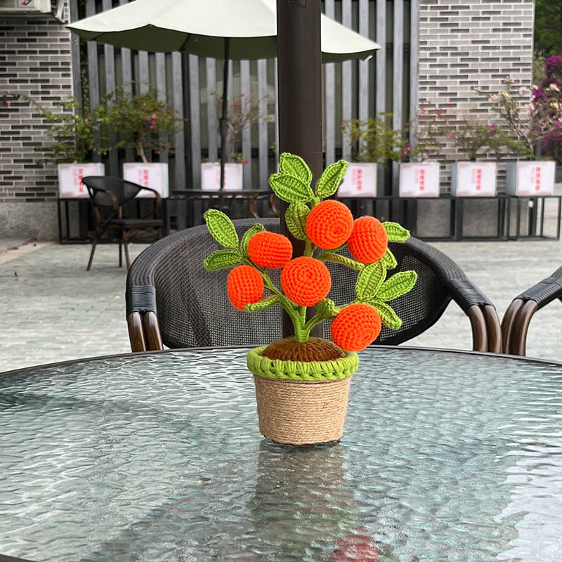 Artificial Crochet Orange Plan - Bonsai Garden For Desk avaliação e preço