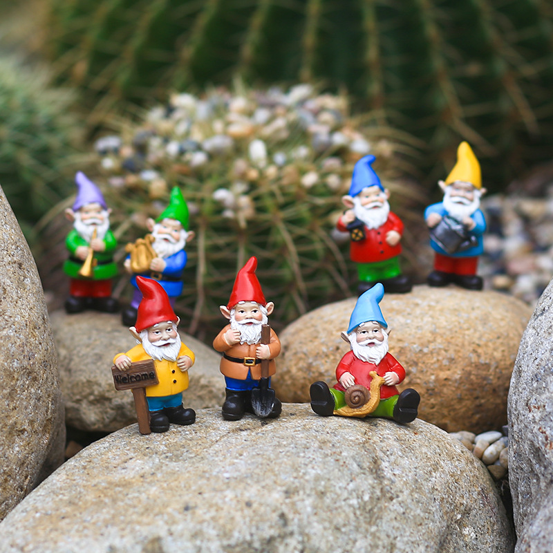 7Pcs/Set Miniature Funny Gnome - Bonsai Garden For Desk avaliação e preço