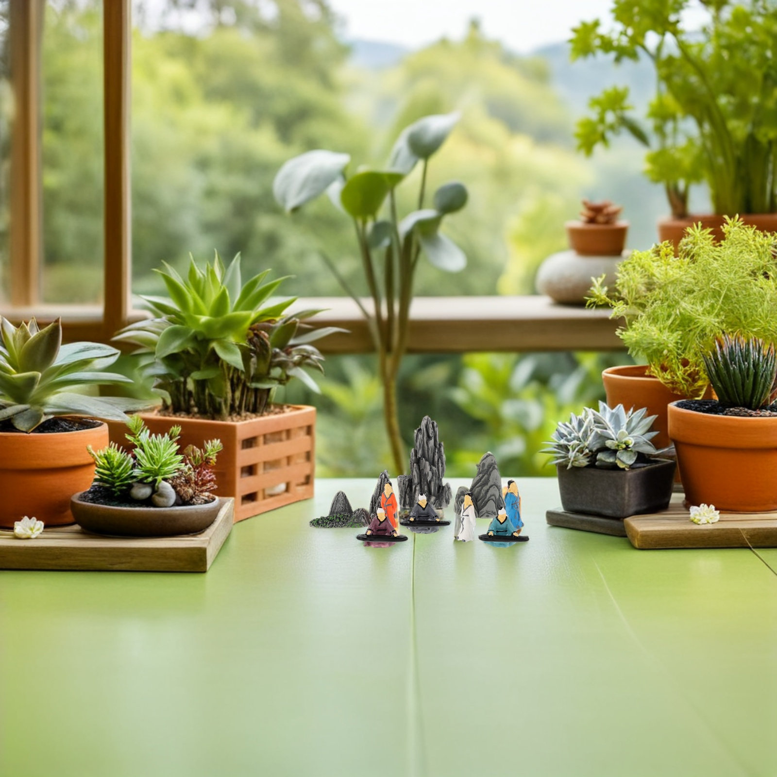 10Pcs Small Resin Chinese Mini - Bonsai Garden For Desk avaliação e preço