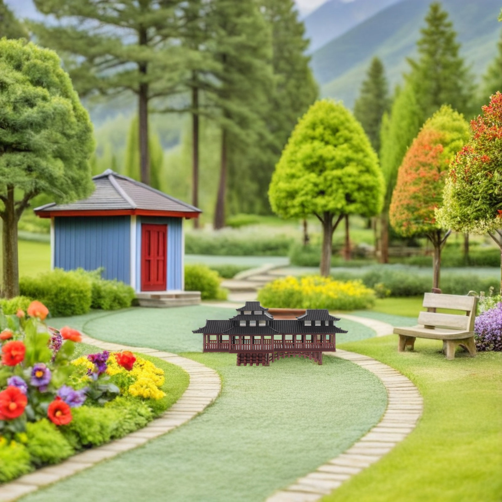 Miniature Ancient Asian Archit - Landscape Bonsai Garden avaliação e preço