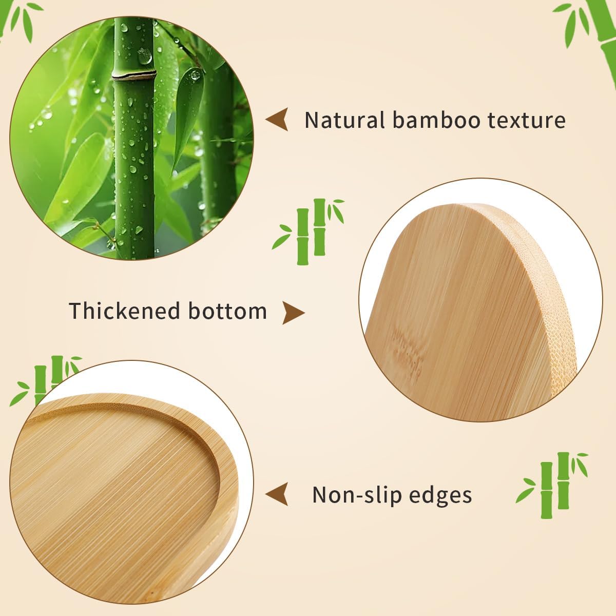 4pcs Bamboo Plant Saucer Oval  - Drip Tray Saucer avaliação e preço