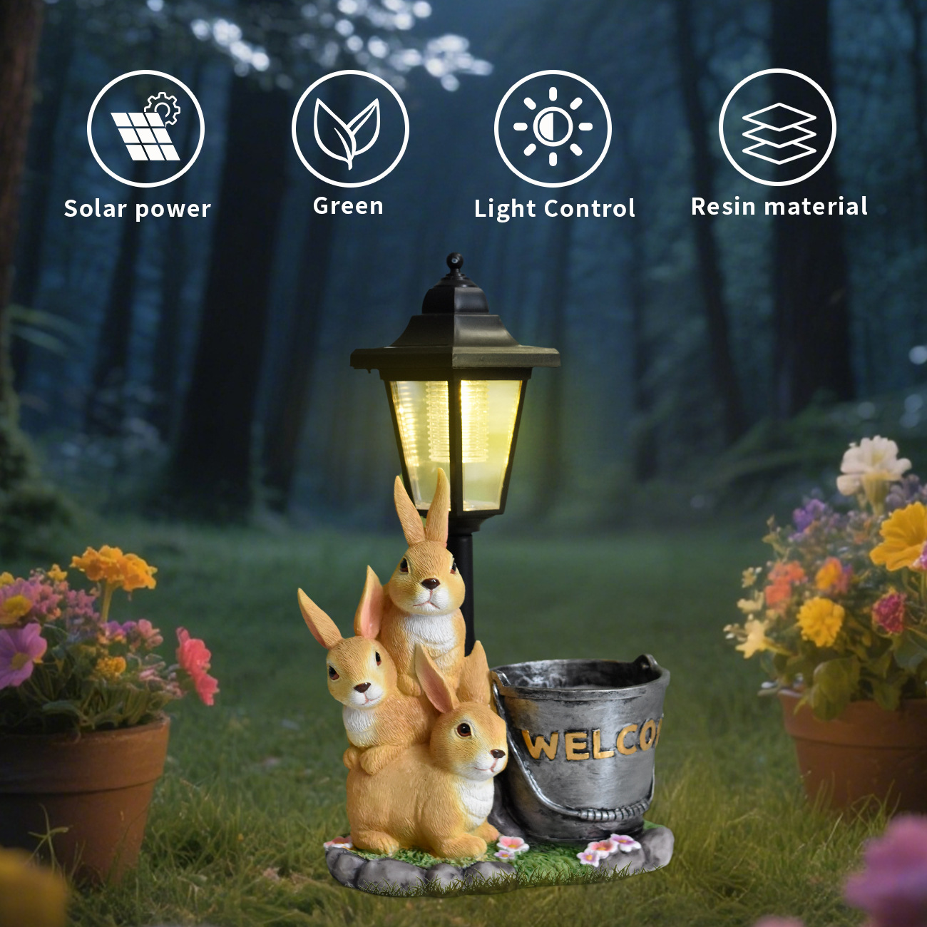 New rabbit solar garden light  - Landscape Bonsai Garden avaliação e preço