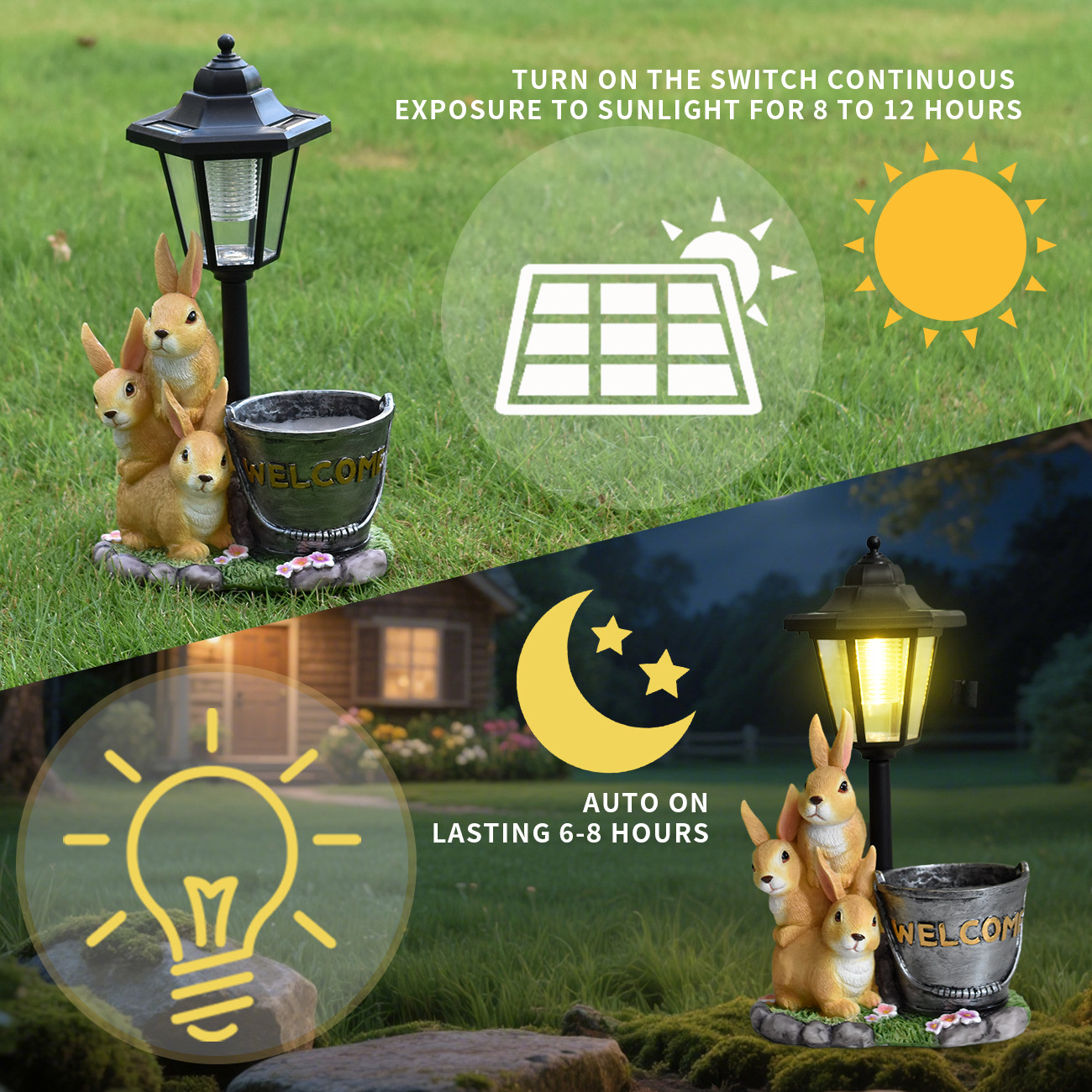 New rabbit solar garden light  - Landscape Bonsai Garden avaliação e preço